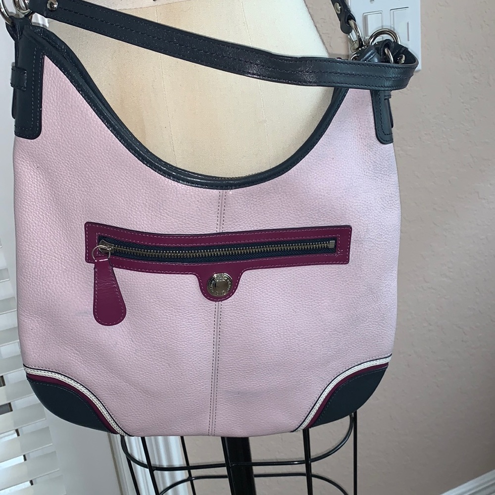 Coach Shoulder Laura Pebbeled Lilac Purple Navy 15148